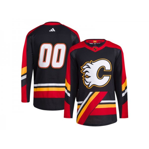 Calgary Flames #00 Black Reverse Retro 2.0 Custom Jersey