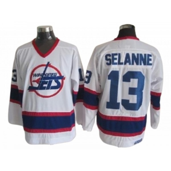 Winnipeg Jets #13 Teemu Selanne White 1992 Vintage CCM Jersey