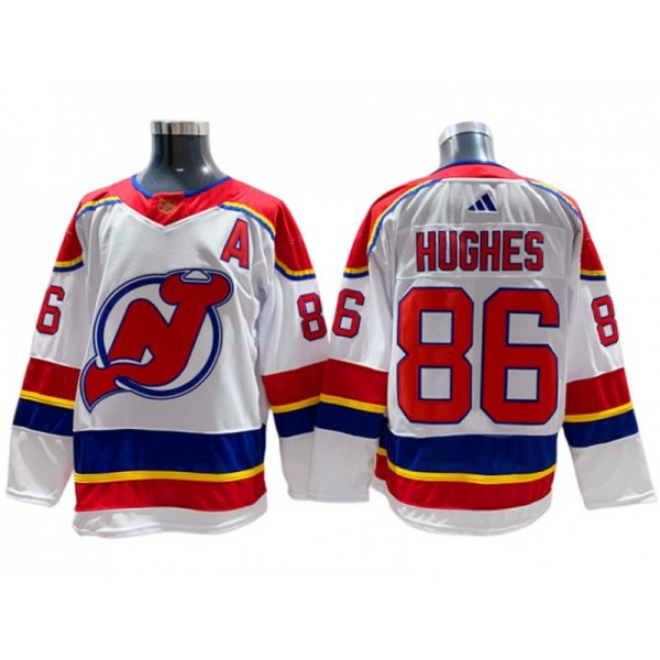 New Jersey Devils #86 Jack Hughes White Reverse Retro 2.0 Jersey