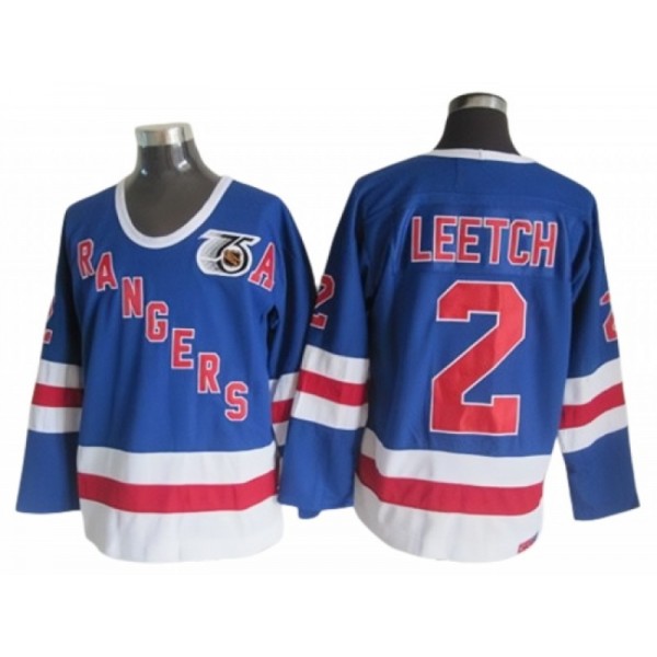 New York Rangers #2 Brian Leetch Blue 75th Vintage CCM Jersey