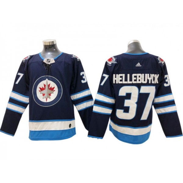 Winnipeg Jets #37 Connor Hellebuyck Navy Home Jersey