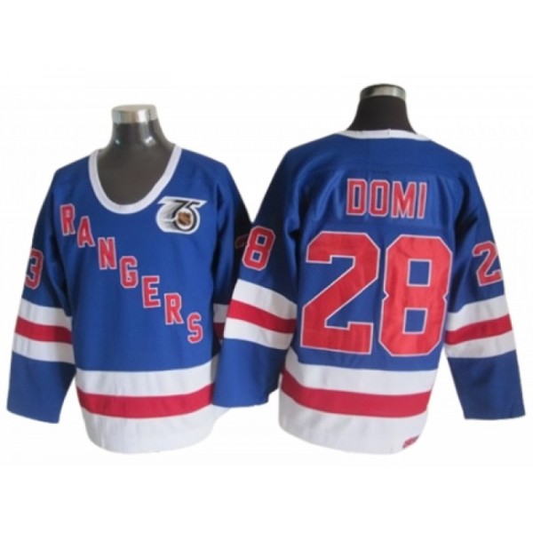 New York Rangers #28 Tie Domi Blue 75th Vintage CCM Jersey