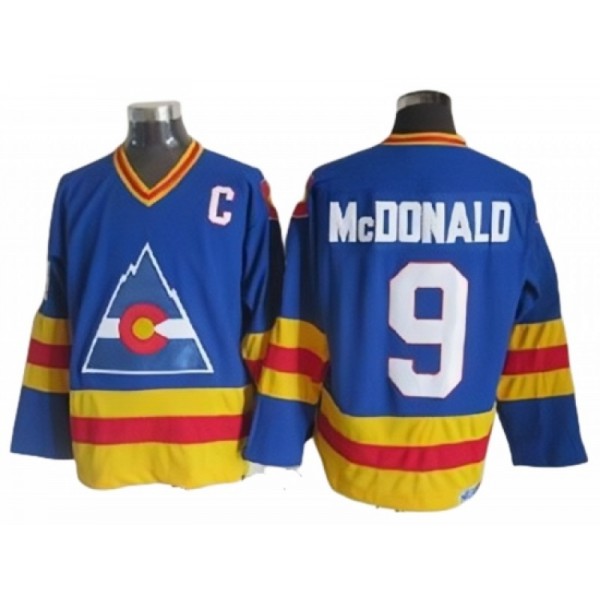 Colorado Avalanche #9 Lanny McDonald 1980 Vintage CCM Jersey - Blue/White