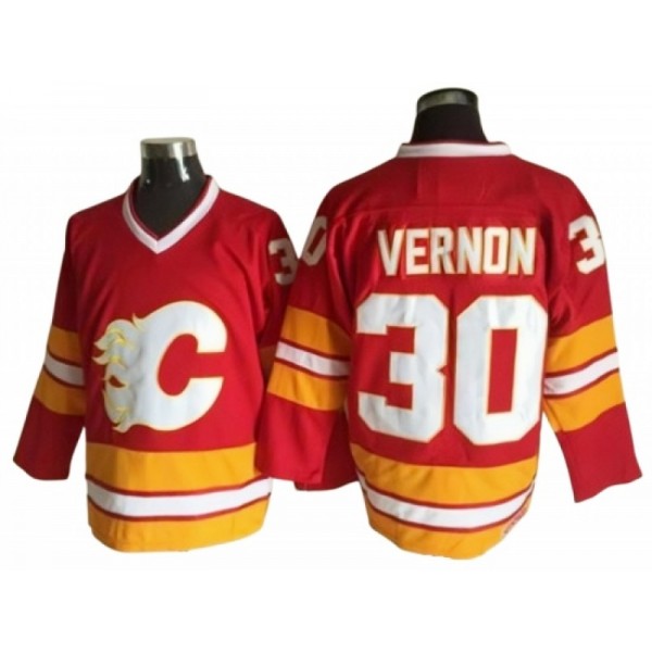 Calgary Flames #30 Mike Vernon Red 1989 Vintage CCM Jersey