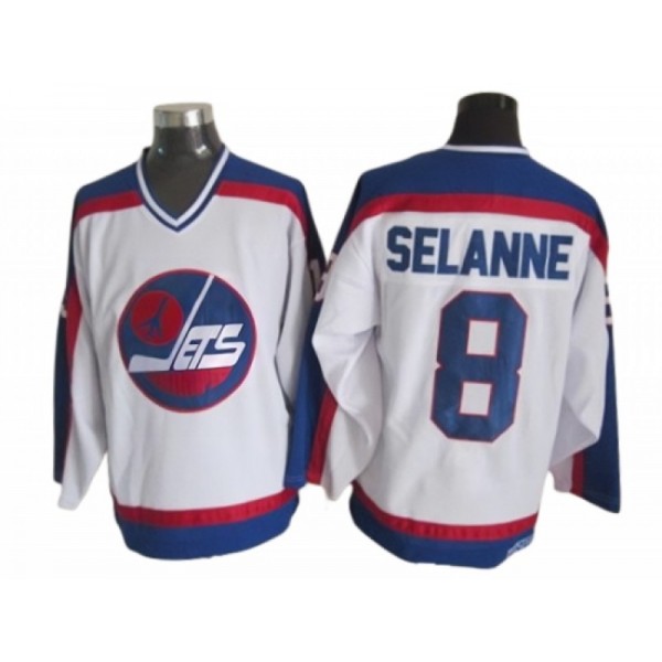 Winnipeg Jets #8 Teemu Selanne White 1989 Vintage CCM Jersey