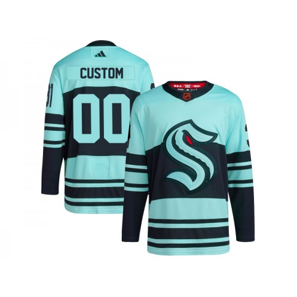 Seattle Kraken #00 Teal Reverse Retro 2.0 Custom Jersey