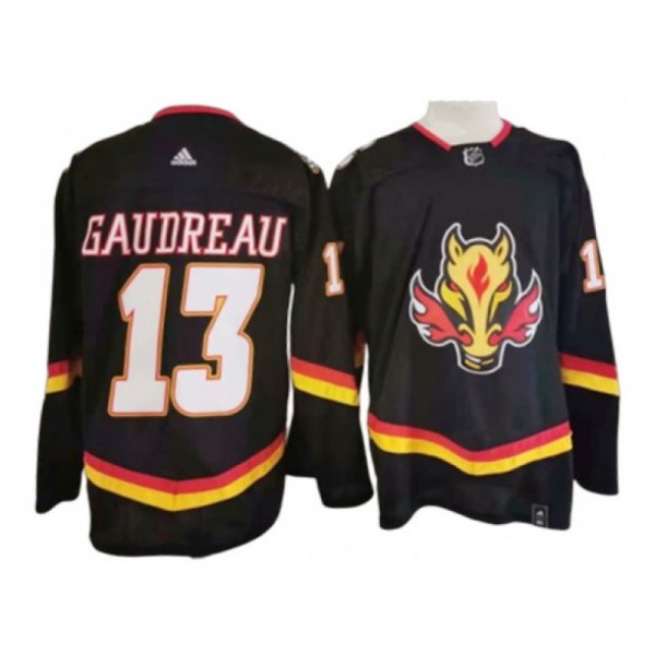 Calgary Flames #13 Johnny Gaudreau Black Reverse Retro Jersey