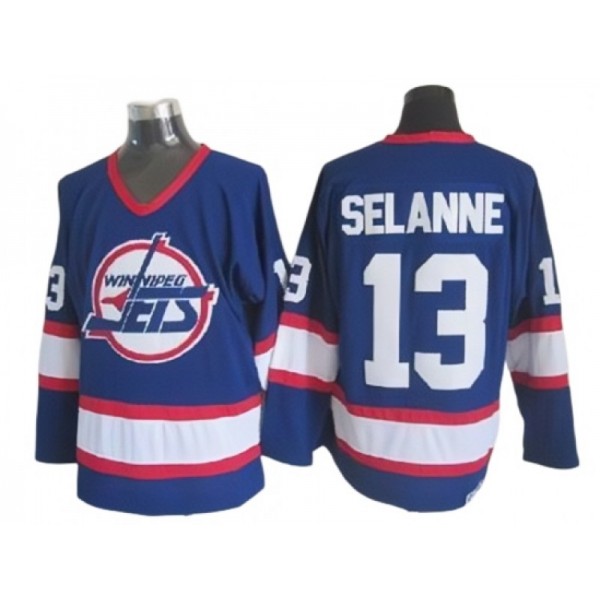 Winnipeg Jets #13 Teemu Selanne Blue 1992 Vintage CCM Jersey