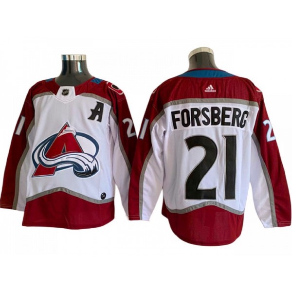 Colorado Avalanche #21 Peter Forsberg White Jersey