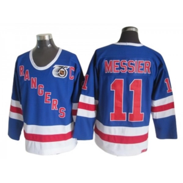 New York Rangers #11 Mark Messier Blue 75th Vintage CCM Jersey