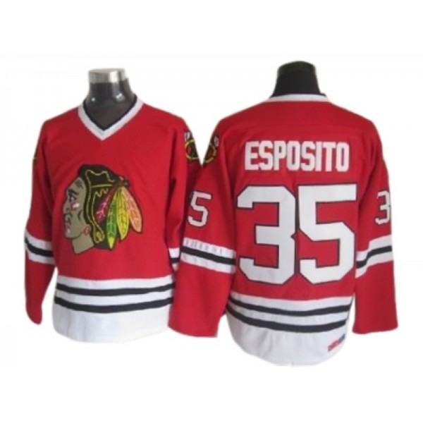 Chicago Blackhawks #35 Tony Esposito Red Vintage CCM Jersey