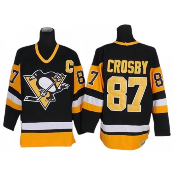 Pittsburgh Penguins #87 Sidney Crosby 1992 Vintage CCM Black/Gold Jersey