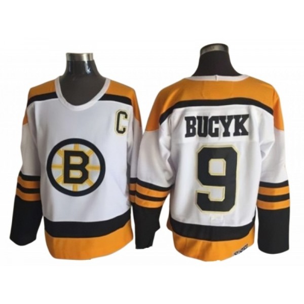 Boston Bruins #9 Johnny Bucyk White 1960's Vintage CCM Jersey