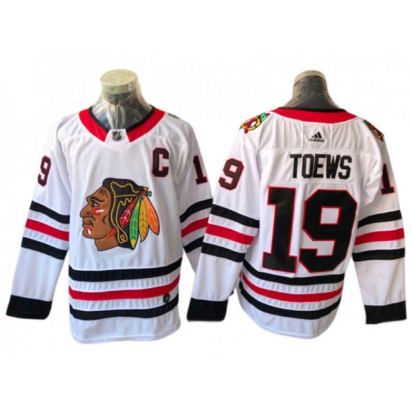 Chicago Blackhawks #19 Jonathan Toews White Away Jersey