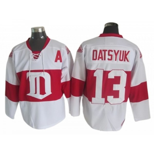 Detroit Red Wings #13 Pavel Datsyuk White 2009 Vintage CCM Jersey