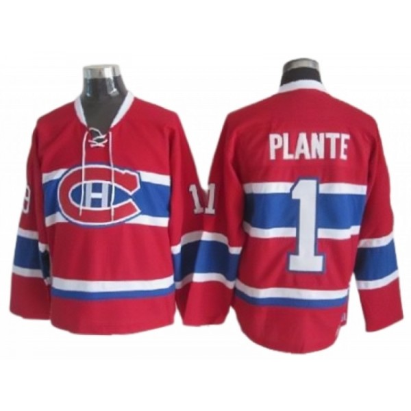 Montreal Canadiens #1 Jacques Plante Red Vintage CCM Jersey