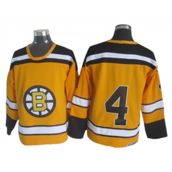 Boston Bruins #4 Bobby Orr Yellow 1960's Vintage CCM Jersey