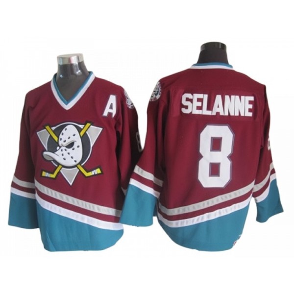 Anaheim Mighty Ducks #8 Teemu Selanne Burgundy 1997 Vintage CCM Jersey