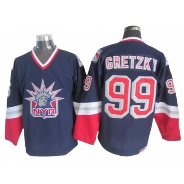 New York Rangers #99 Wayne Gretzky 1998 CCM Liberty Logo Navy Blue Jersey