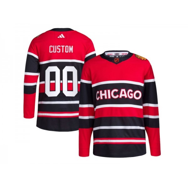 Chicago Blackhawks #00 Red/Black Reverse Retro 2.0 Custom Jersey