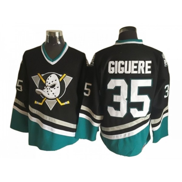 Anaheim Mighty Ducks #35 Jean-Sebastien Giguere Black 2003 Vintage CCM Jersey