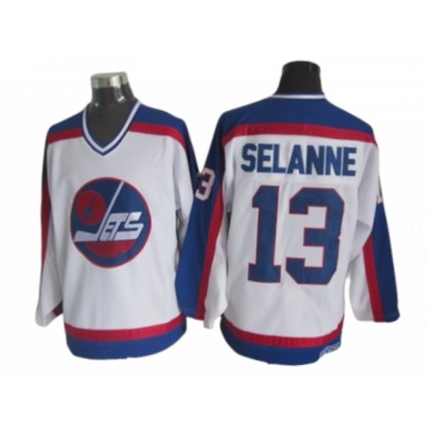 Winnipeg Jets #13 Teemu Selanne White 1989 Vintage CCM Jersey