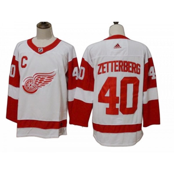 Detroit Red Wings #40 Henrik Zetterberg White Away Jersey