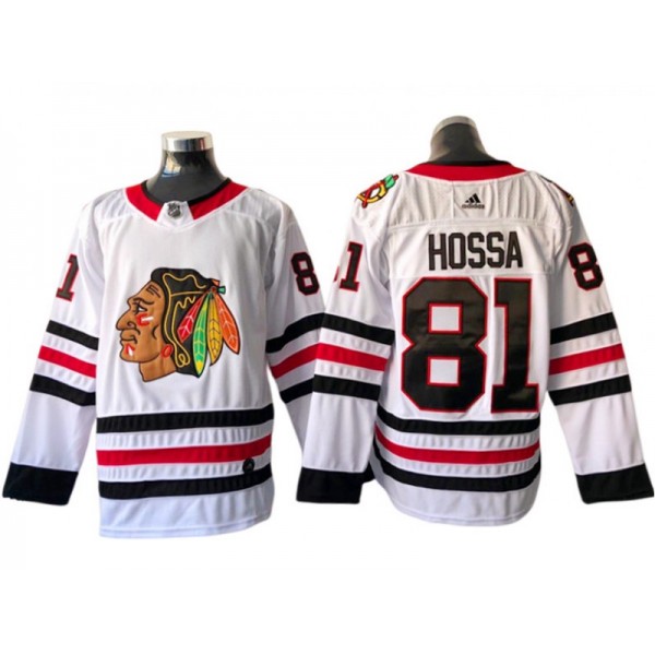 Chicago Blackhawks #81 Marian Hossa White Away Jersey