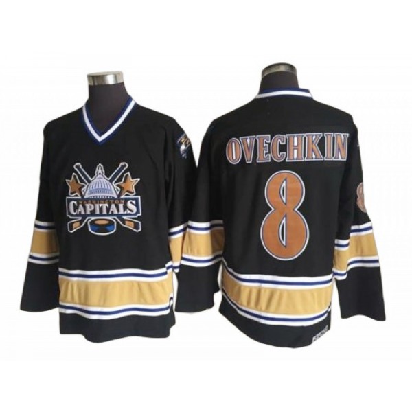 Washington Capitals #8 Alex Ovechkin Black Vintage CCM Jersey