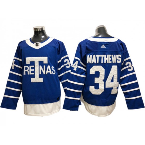 Toronto Maple Leafs #34 Auston Matthews Blue 1918 Arenas Jersey