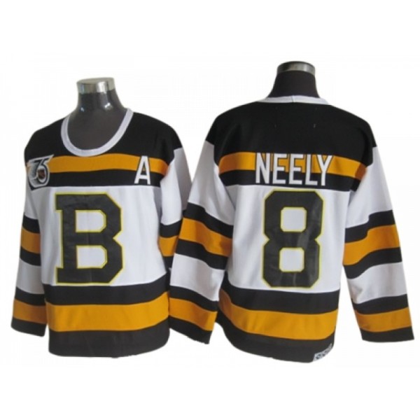 Boston Bruins #8 Cam Neely White 1992 75th Vintage CCM Jersey