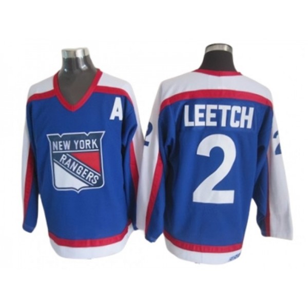 New York Rangers #2 Brian Leetch Blue 1977 Vintage CCM Jersey