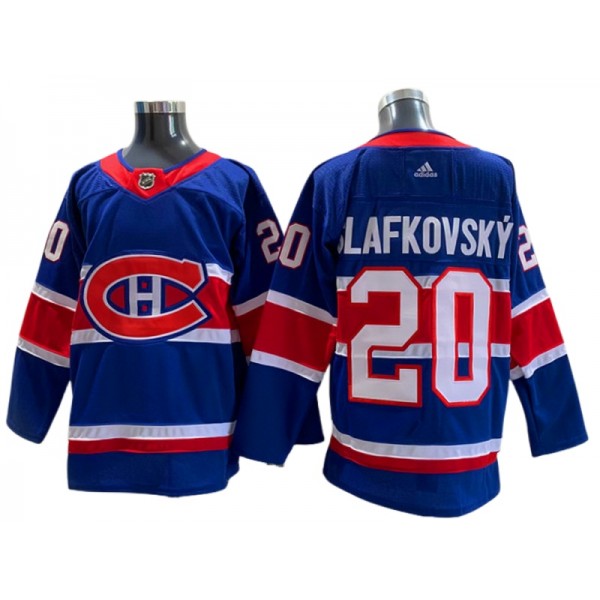 Montreal Canadiens #20 Juraj Slafkovsky Blue 2020/21 Reverse Retro Jersey