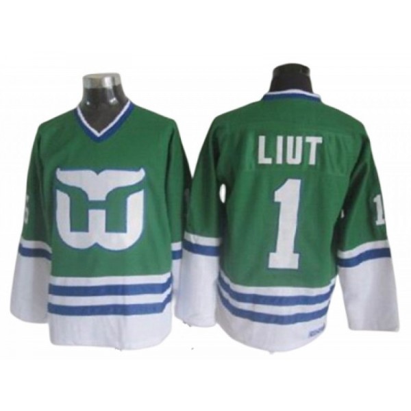 Hartford Whalers #1 Mike Liut Green 1989 Vintage CCM Jersey