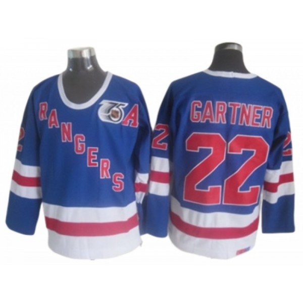 New York Rangers #22 Mike Gartner Blue 75th Vintage CCM Jersey