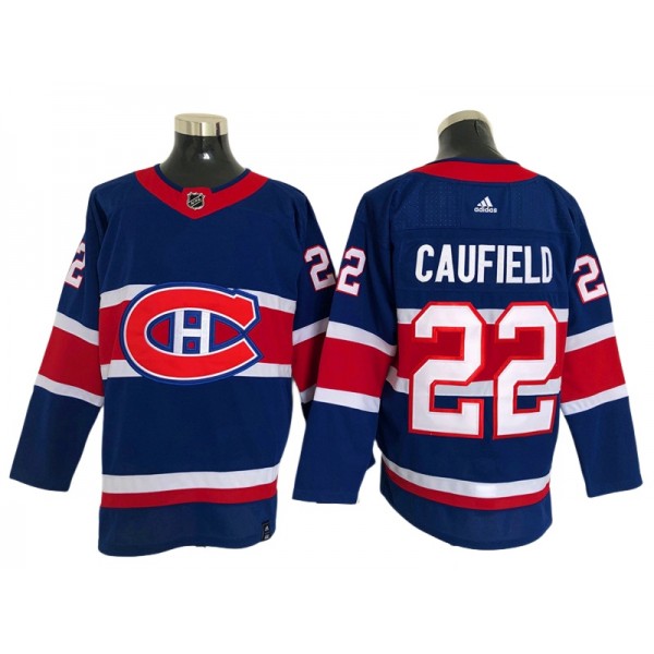 Montreal Canadiens #22 Cole Caufield Blue 2020/21 Reverse Retro Jersey