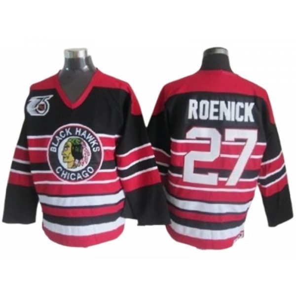 Chicago Blackhawks #27 Jeremy Roenick Black 1940's CCM Vintage 75th Jersey