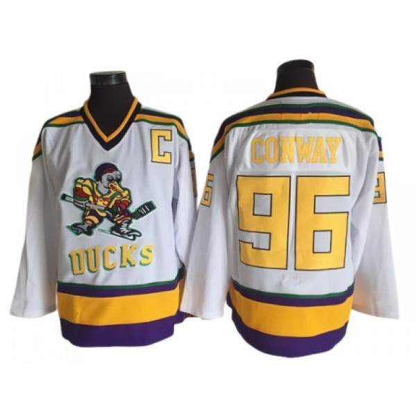 The Mighty Ducks #96 Charlie Conway CCM White Hockey Movie Jersey