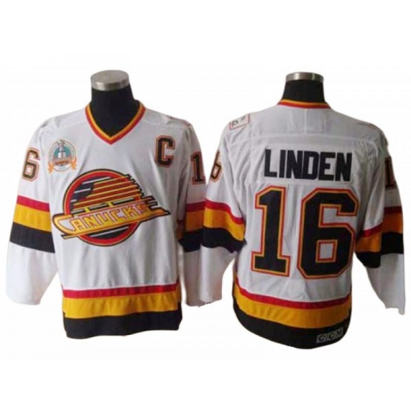 Vancouver Canucks #16 Trevor Linden 1994 Vintage CCM White Jersey