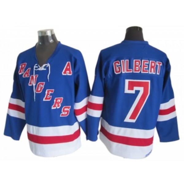 New York Rangers #7 Rod Gilbert Blue Vintage CCM Jersey