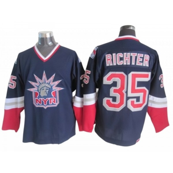 New York Rangers #35 Mike Richter 1998 CCM Liberty Logo Navy Blue Jersey