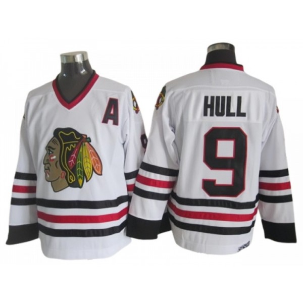 Chicago Blackhawks #9 Bobby Hull White Vintage CCM Jersey