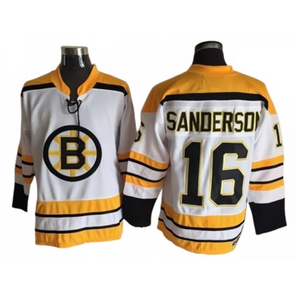 Boston Bruins #16 Derek Sanderson White Vintage CCM Jersey