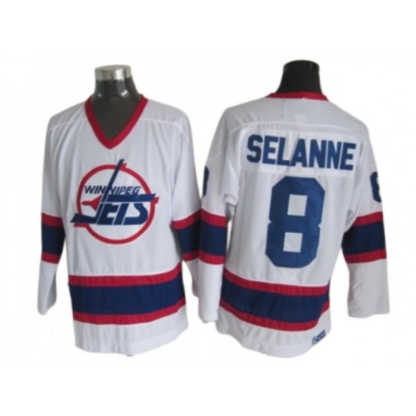 Winnipeg Jets #8 Teemu Selanne White 1992 Vintage CCM Jersey