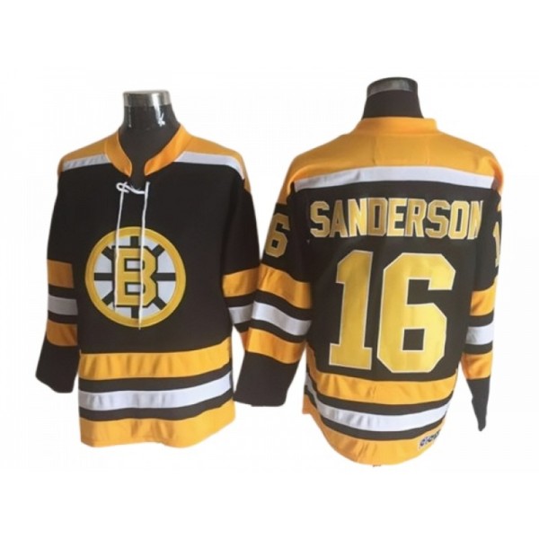 Boston Bruins #16 Derek Sanderson Black Vintage CCM Jersey