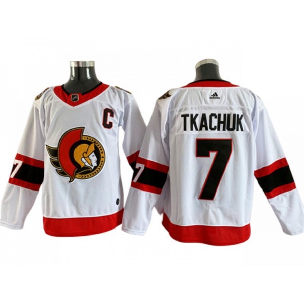 Ottawa Senators #7 Brady Tkachuk White Away Jersey