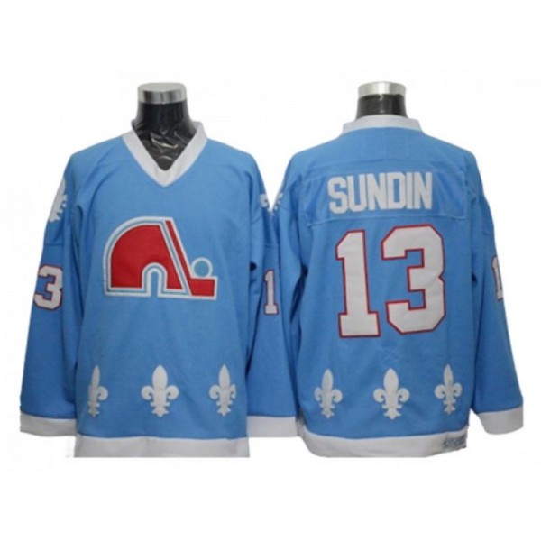 Quebec Nordiques #13 Mats Sundin Light Blue Vintage CCM Jersey