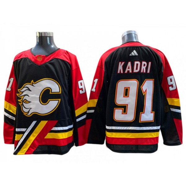 Calgary Flames #91 Nazem Kadri Black Reverse Retro 2.0 Jersey