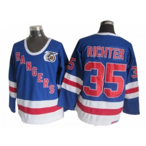 New York Rangers #35 Mike Richter Blue 75th Vintage CCM Jersey