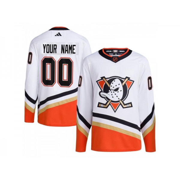 Anaheim Ducks #00 White Reverse Retro 2.0 Custom Jersey